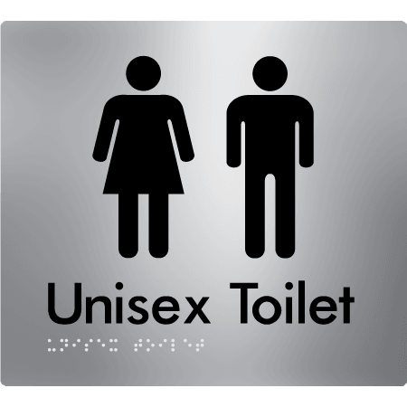 Braille Sign Unisex Toilet - Braille Tactile Signs Aust. - BTS03-aliS - Custom Signs - Fast Shipping - High Quality - Australian Made &amp; Owned