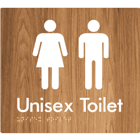 Braille Sign Unisex Toilet - Braille Tactile Signs Aust. - BTS03-wdg - Custom Signs - Fast Shipping - High Quality - Australian Made &amp; Owned