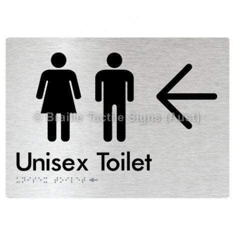 Braille Sign Unisex Toilet w/ Large Arrow - Braille Tactile Signs (Aust) - BTS03->L-aliB - Fully Custom Signs - Fast Shipping - High Quality - Australian Made &amp; Owned