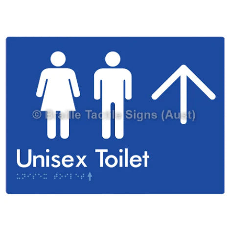 Braille Sign Unisex Toilet w/ Large Arrow - Braille Tactile Signs (Aust) - BTS03->U-blu - Fully Custom Signs - Fast Shipping - High Quality - Australian Made &amp; Owned