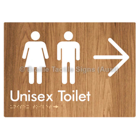 Braille Sign Unisex Toilet w/ Large Arrow - Braille Tactile Signs (Aust) - BTS03->R-wdg - Fully Custom Signs - Fast Shipping - High Quality - Australian Made &amp; Owned