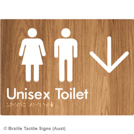 Braille Sign Unisex Toilet w/ Large Arrow - Braille Tactile Signs (Aust) - BTS03->D-wdg - Fully Custom Signs - Fast Shipping - High Quality - Australian Made &amp; Owned