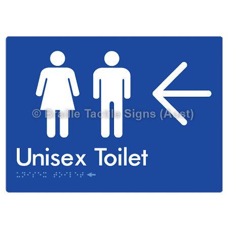 Braille Sign Unisex Toilet w/ Large Arrow - Braille Tactile Signs (Aust) - BTS03->L-blu - Fully Custom Signs - Fast Shipping - High Quality - Australian Made &amp; Owned