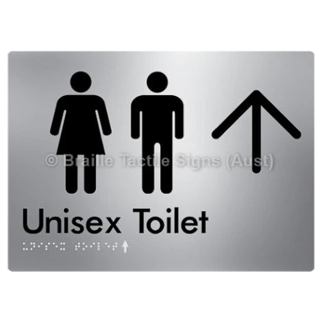 Braille Sign Unisex Toilet w/ Large Arrow - Braille Tactile Signs (Aust) - BTS03->U-aliS - Fully Custom Signs - Fast Shipping - High Quality - Australian Made &amp; Owned