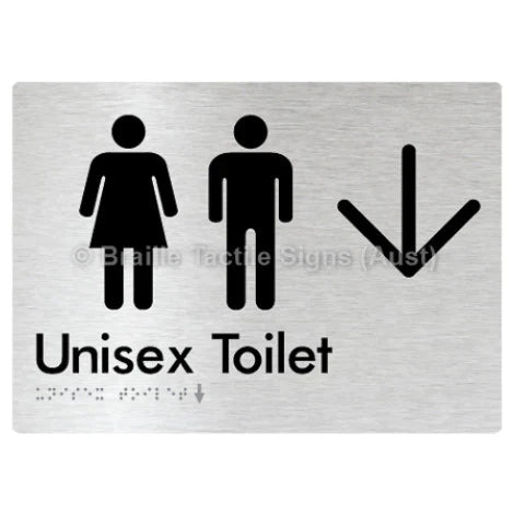 Braille Sign Unisex Toilet w/ Large Arrow - Braille Tactile Signs (Aust) - BTS03->D-aliB - Fully Custom Signs - Fast Shipping - High Quality - Australian Made &amp; Owned