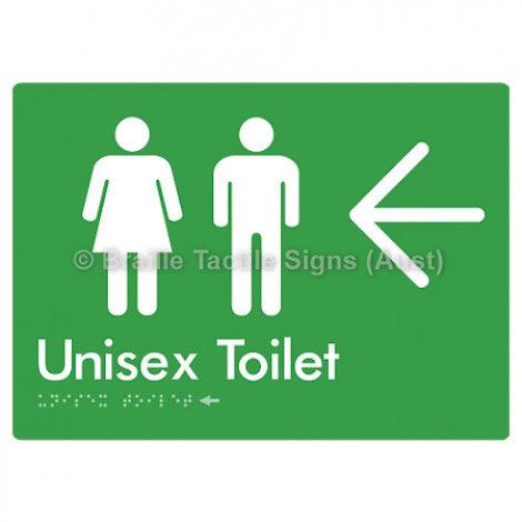 Braille Sign Unisex Toilet w/ Large Arrow - Braille Tactile Signs (Aust) - BTS03->L-grn - Fully Custom Signs - Fast Shipping - High Quality - Australian Made &amp; Owned