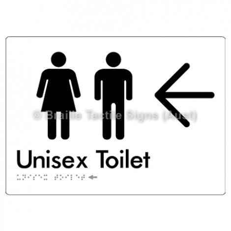 Braille Sign Unisex Toilet w/ Large Arrow - Braille Tactile Signs (Aust) - BTS03->L-wht - Fully Custom Signs - Fast Shipping - High Quality - Australian Made &amp; Owned