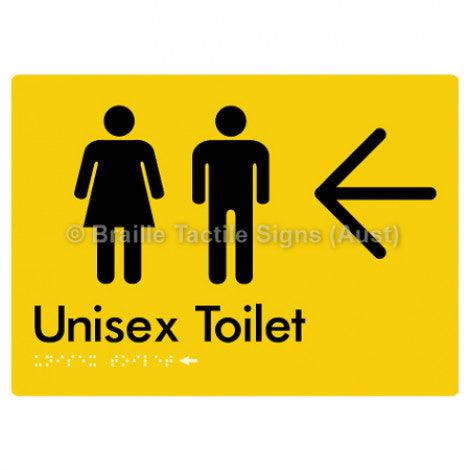Braille Sign Unisex Toilet w/ Large Arrow - Braille Tactile Signs (Aust) - BTS03->L-yel - Fully Custom Signs - Fast Shipping - High Quality - Australian Made &amp; Owned