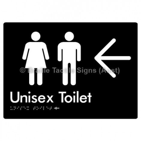 Braille Sign Unisex Toilet w/ Large Arrow - Braille Tactile Signs (Aust) - BTS03->L-blk - Fully Custom Signs - Fast Shipping - High Quality - Australian Made &amp; Owned