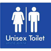 Braille Sign Unisex Toilet with Airlock - Braille Tactile Signs Aust. - BTS03-AL-blu - Custom Signs - Fast Shipping - High Quality - Australian Made &amp; Owned