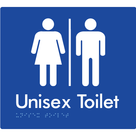 Braille Sign Unisex Toilet with Airlock - Braille Tactile Signs Aust. - BTS03-AL-blu - Custom Signs - Fast Shipping - High Quality - Australian Made &amp; Owned