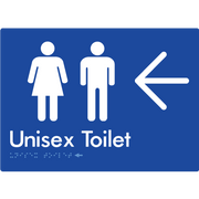 Braille Sign Unisex Toilet with Large Arrow - Braille Tactile Signs Aust. - BTS03->L-blu - Custom Signs - Fast Shipping - High Quality - Australian Made &amp; Owned