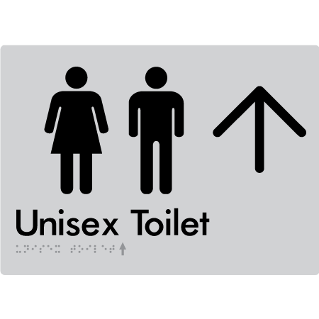 Braille Sign Unisex Toilet with Large Arrow - Braille Tactile Signs Aust. - BTS03->U-slv - Custom Signs - Fast Shipping - High Quality - Australian Made &amp; Owned