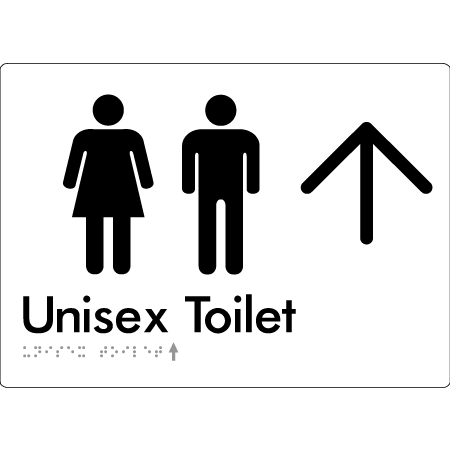 Braille Sign Unisex Toilet with Large Arrow - Braille Tactile Signs Aust. - BTS03->U-wht - Custom Signs - Fast Shipping - High Quality - Australian Made &amp; Owned