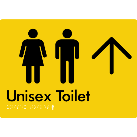 Braille Sign Unisex Toilet with Large Arrow - Braille Tactile Signs Aust. - BTS03->UU-yel - Custom Signs - Fast Shipping - High Quality - Australian Made &amp; Owned