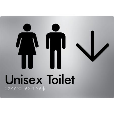 Braille Sign Unisex Toilet with Large Arrow - Braille Tactile Signs Aust. - BTS03->D-aliS - Custom Signs - Fast Shipping - High Quality - Australian Made &amp; Owned