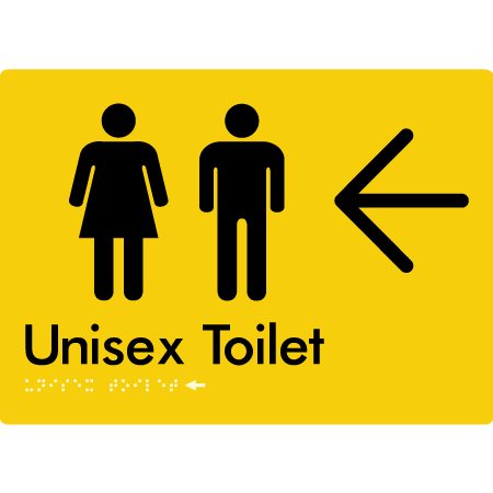 Braille Sign Unisex Toilet with Large Arrow - Braille Tactile Signs Aust. - BTS03->L-yel - Custom Signs - Fast Shipping - High Quality - Australian Made &amp; Owned
