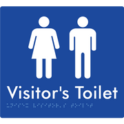 Braille Sign Unisex Visitor's Toilet - Braille Tactile Signs Aust. - BTS131-blu - Custom Signs - Fast Shipping - High Quality - Australian Made &amp; Owned