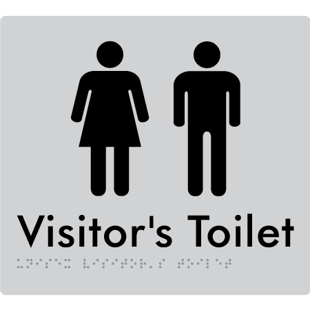 Braille Sign Unisex Visitor's Toilet - Braille Tactile Signs Aust. - BTS131-slv - Custom Signs - Fast Shipping - High Quality - Australian Made &amp; Owned