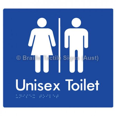 Braille Sign Unisex Toilet w/ Air Lock - Braille Tactile Signs (Aust) - BTS03-AL-blu - Fully Custom Signs - Fast Shipping - High Quality - Australian Made &amp; Owned