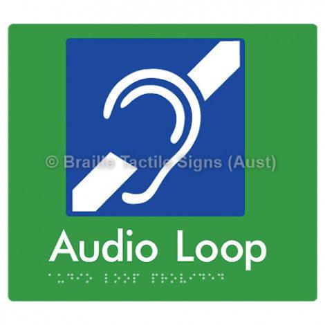 Braille Sign Audio Loop Provided - Braille Tactile Signs (Aust) - BTS07-grn - Fully Custom Signs - Fast Shipping - High Quality - Australian Made &amp; Owned