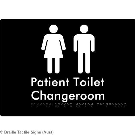 Braille Sign Patient Unisex Toilet Changeroom - Braille Tactile Signs (Aust) - BTS102-bllk - Fully Custom Signs - Fast Shipping - High Quality - Australian Made &amp; Owned