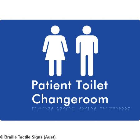 Braille Sign Patient Unisex Toilet Changeroom - Braille Tactile Signs (Aust) - BTS102-blu - Fully Custom Signs - Fast Shipping - High Quality - Australian Made &amp; Owned