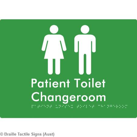Braille Sign Patient Unisex Toilet Changeroom - Braille Tactile Signs (Aust) - BTS102-grn - Fully Custom Signs - Fast Shipping - High Quality - Australian Made &amp; Owned