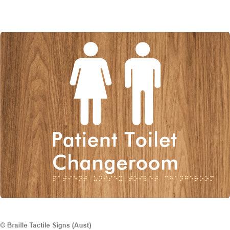 Braille Sign Patient Unisex Toilet Changeroom - Braille Tactile Signs (Aust) - BTS102-wdg - Fully Custom Signs - Fast Shipping - High Quality - Australian Made &amp; Owned