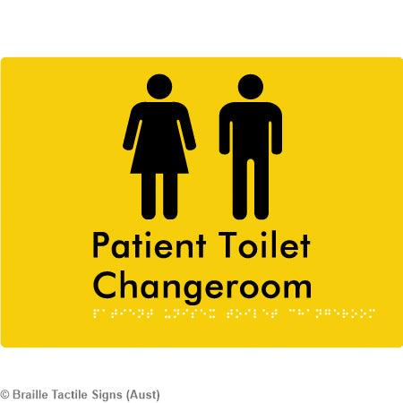 Braille Sign Patient Unisex Toilet Changeroom - Braille Tactile Signs (Aust) - BTS102-yel - Fully Custom Signs - Fast Shipping - High Quality - Australian Made &amp; Owned