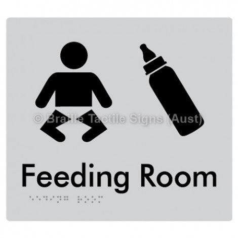 Braille Sign Feeding Room - Braille Tactile Signs (Aust) - BTS109-slv - Fully Custom Signs - Fast Shipping - High Quality - Australian Made &amp; Owned