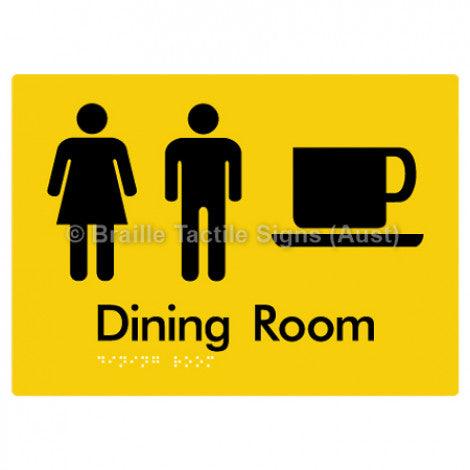 Braille Sign Dining Room - Braille Tactile Signs (Aust) - BTS115-yel - Fully Custom Signs - Fast Shipping - High Quality - Australian Made &amp; Owned