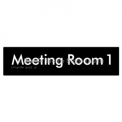 Braille Sign Meeting Room 1 - Braille Tactile Signs (Aust) - BTS120-01-blk - Fully Custom Signs - Fast Shipping - High Quality - Australian Made &amp; Owned