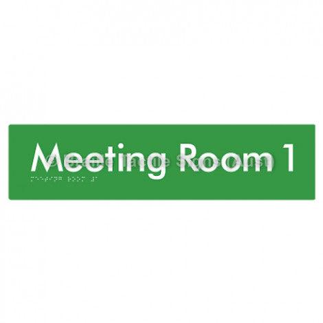 Braille Sign Meeting Room 1 - Braille Tactile Signs (Aust) - BTS120-01-grn - Fully Custom Signs - Fast Shipping - High Quality - Australian Made &amp; Owned
