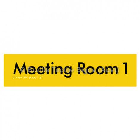 Braille Sign Meeting Room 1 - Braille Tactile Signs (Aust) - BTS120-01-yel - Fully Custom Signs - Fast Shipping - High Quality - Australian Made &amp; Owned