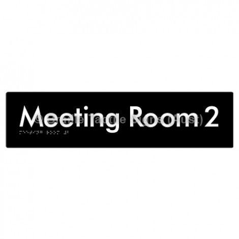 Braille Sign Meeting Room 2 - Braille Tactile Signs (Aust) - BTS120-02-blk - Fully Custom Signs - Fast Shipping - High Quality - Australian Made &amp; Owned