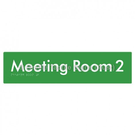 Braille Sign Meeting Room 2 - Braille Tactile Signs (Aust) - BTS120-02-grn - Fully Custom Signs - Fast Shipping - High Quality - Australian Made &amp; Owned