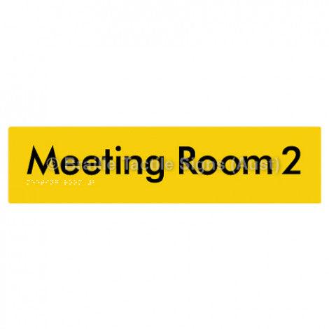 Braille Sign Meeting Room 2 - Braille Tactile Signs (Aust) - BTS120-02-yel - Fully Custom Signs - Fast Shipping - High Quality - Australian Made &amp; Owned