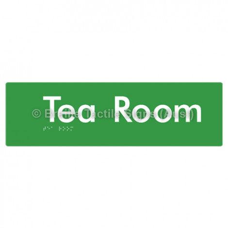 Braille Sign Tea Room - Braille Tactile Signs (Aust) - BTS125-grn - Fully Custom Signs - Fast Shipping - High Quality - Australian Made &amp; Owned