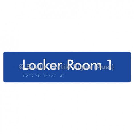 Braille Sign Locker Room 1 - Braille Tactile Signs (Aust) - BTS127-01-blu - Fully Custom Signs - Fast Shipping - High Quality - Australian Made &amp; Owned