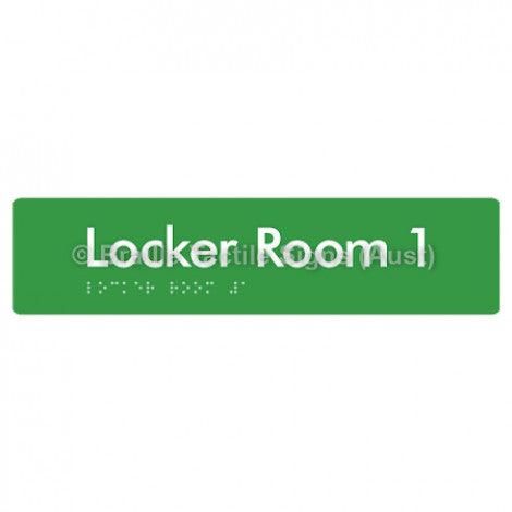 Braille Sign Locker Room 1 - Braille Tactile Signs (Aust) - BTS127-01-grn - Fully Custom Signs - Fast Shipping - High Quality - Australian Made &amp; Owned