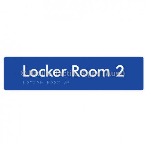 Braille Sign Locker Room 2 - Braille Tactile Signs (Aust) - BTS127-02-blu - Fully Custom Signs - Fast Shipping - High Quality - Australian Made &amp; Owned
