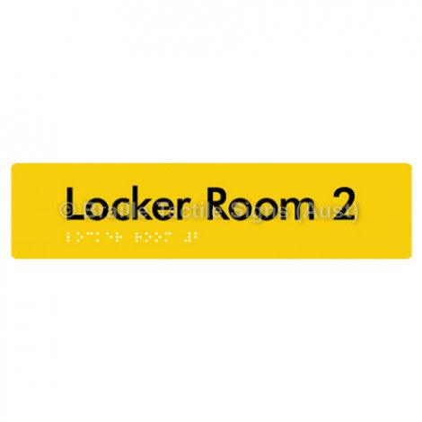 Braille Sign Locker Room 2 - Braille Tactile Signs (Aust) - BTS127-02-yel - Fully Custom Signs - Fast Shipping - High Quality - Australian Made &amp; Owned