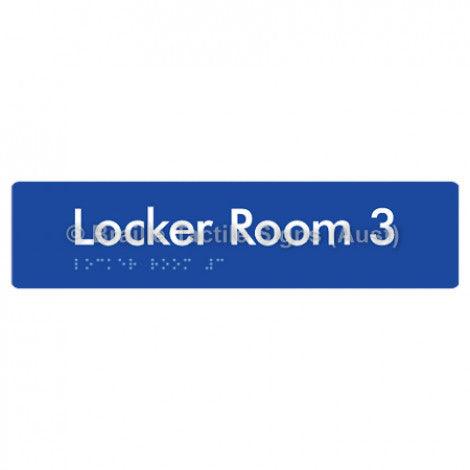 Braille Sign Locker Room 3 - Braille Tactile Signs (Aust) - BTS127-03-blu - Fully Custom Signs - Fast Shipping - High Quality - Australian Made &amp; Owned