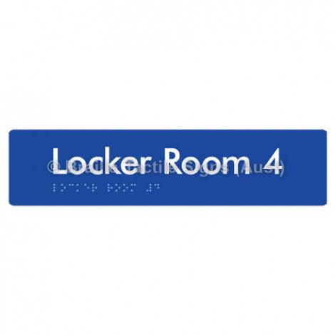 Braille Sign Locker Room 4 - Braille Tactile Signs (Aust) - BTS127-04-blu - Fully Custom Signs - Fast Shipping - High Quality - Australian Made &amp; Owned