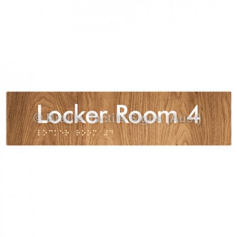 Braille Sign Locker Room 4 - Braille Tactile Signs (Aust) - BTS127-04-wdg - Fully Custom Signs - Fast Shipping - High Quality - Australian Made &amp; Owned
