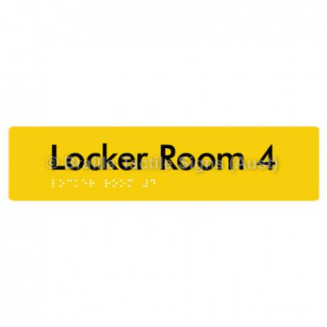 Braille Sign Locker Room 4 - Braille Tactile Signs (Aust) - BTS127-04-yel - Fully Custom Signs - Fast Shipping - High Quality - Australian Made &amp; Owned