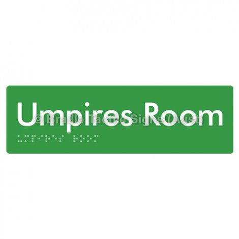 Braille Sign Umpires Room - Braille Tactile Signs (Aust) - BTS129-grn - Fully Custom Signs - Fast Shipping - High Quality - Australian Made &amp; Owned