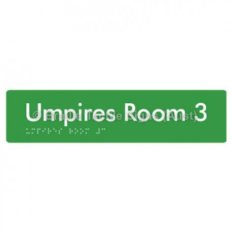 Braille Sign Umpires Room 3 - Braille Tactile Signs (Aust) - BTS129-03-grn - Fully Custom Signs - Fast Shipping - High Quality - Australian Made &amp; Owned