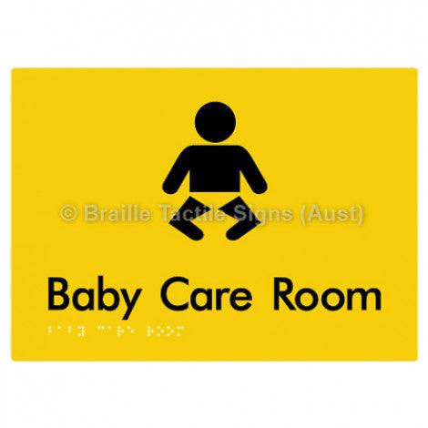 Braille Sign Baby Care Room - Braille Tactile Signs (Aust) - BTS130- yel - Fully Custom Signs - Fast Shipping - High Quality - Australian Made &amp; Owned